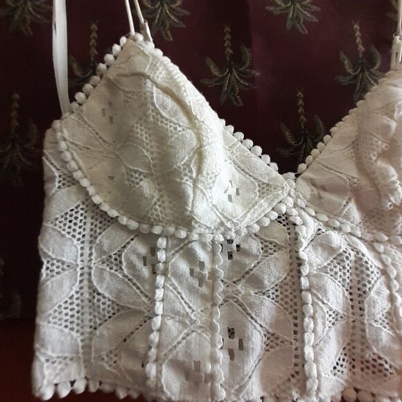 Musette Boho Lace Crop Top Summer Solstice Festival Metal Zipper Closure S - Picture 9 of 12